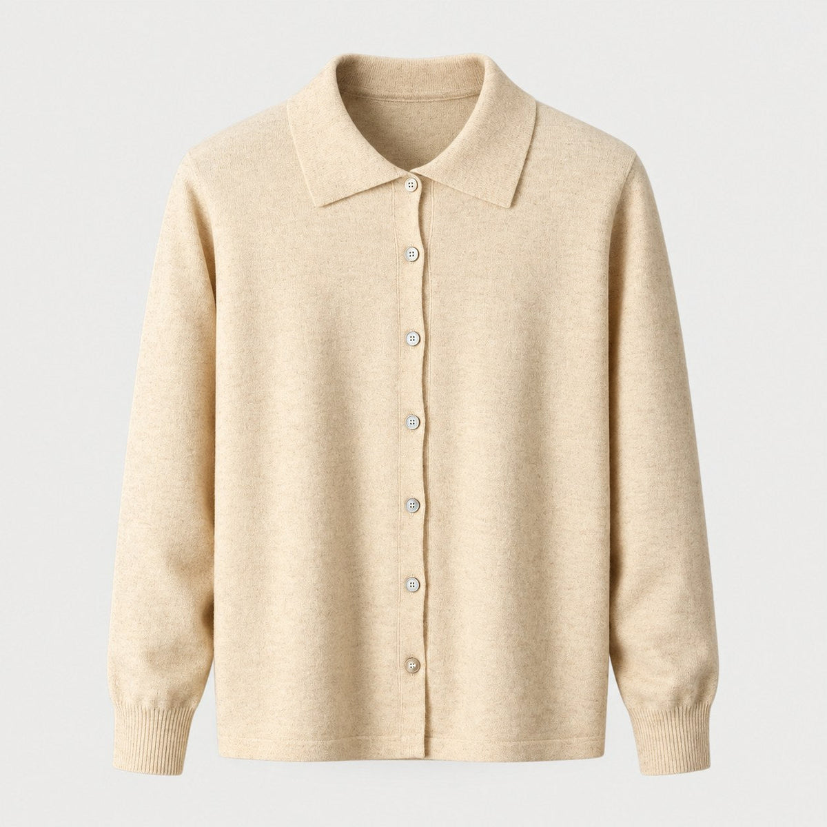 Men's knit polo cardigan in Beige | Monxton – front view