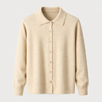 Men's knit polo cardigan in Beige | Monxton – front view