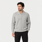 Men's knit polo cardigan in Grey | Monxton – front view