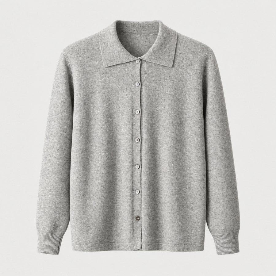 Men's knit polo cardigan in Grey | Monxton – front view
