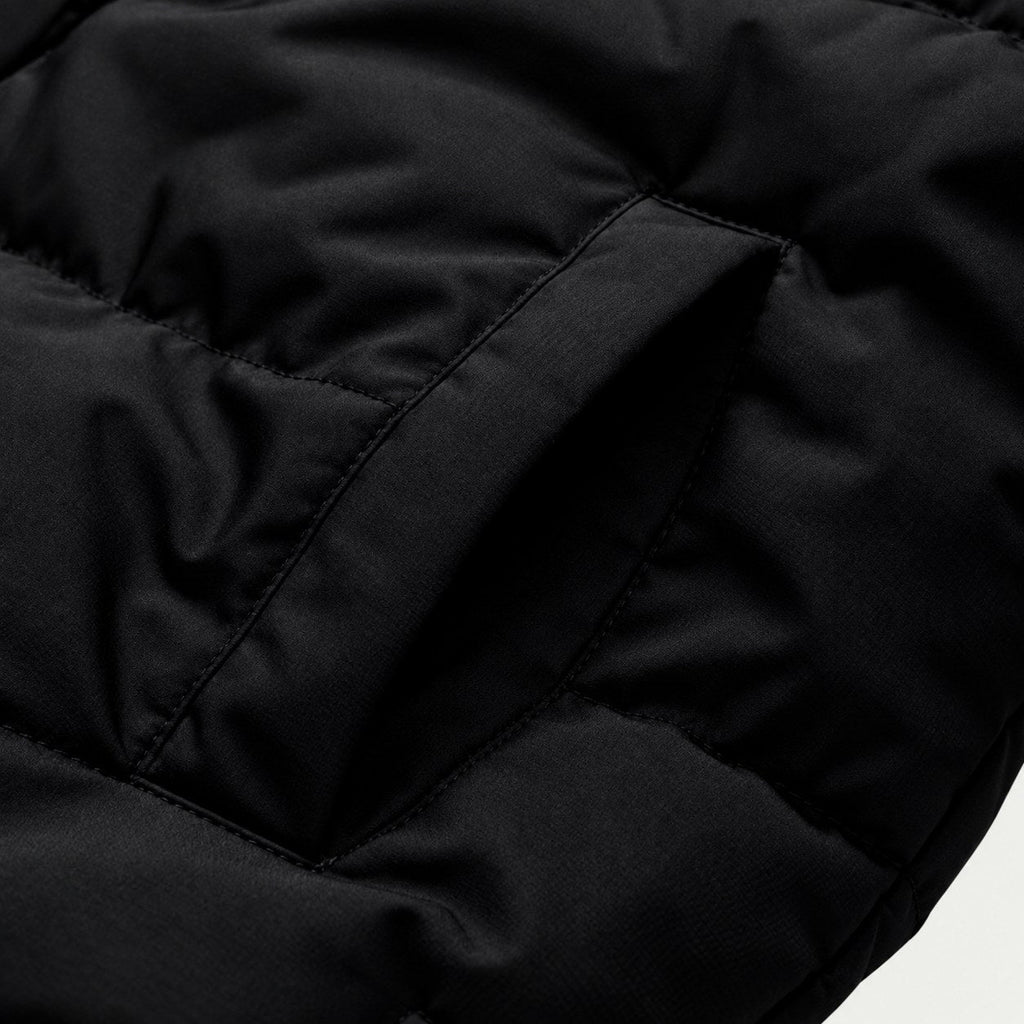 Men's hooded contrast puffer jacket in Black | Mickleton – detail view