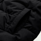 Men's hooded contrast puffer jacket in Black | Mickleton – detail view