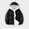 Men's hooded contrast puffer jacket in Black | Mickleton – front view