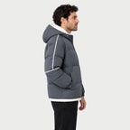 Men's hooded contrast puffer jacket in Grey | Mickleton – side view