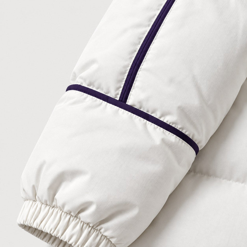 Men's hooded contrast puffer jacket in White | Mickleton – detail view