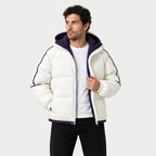 Men's hooded contrast puffer jacket in White | Mickleton – front view