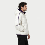 Men's hooded contrast puffer jacket in White | Mickleton – side view