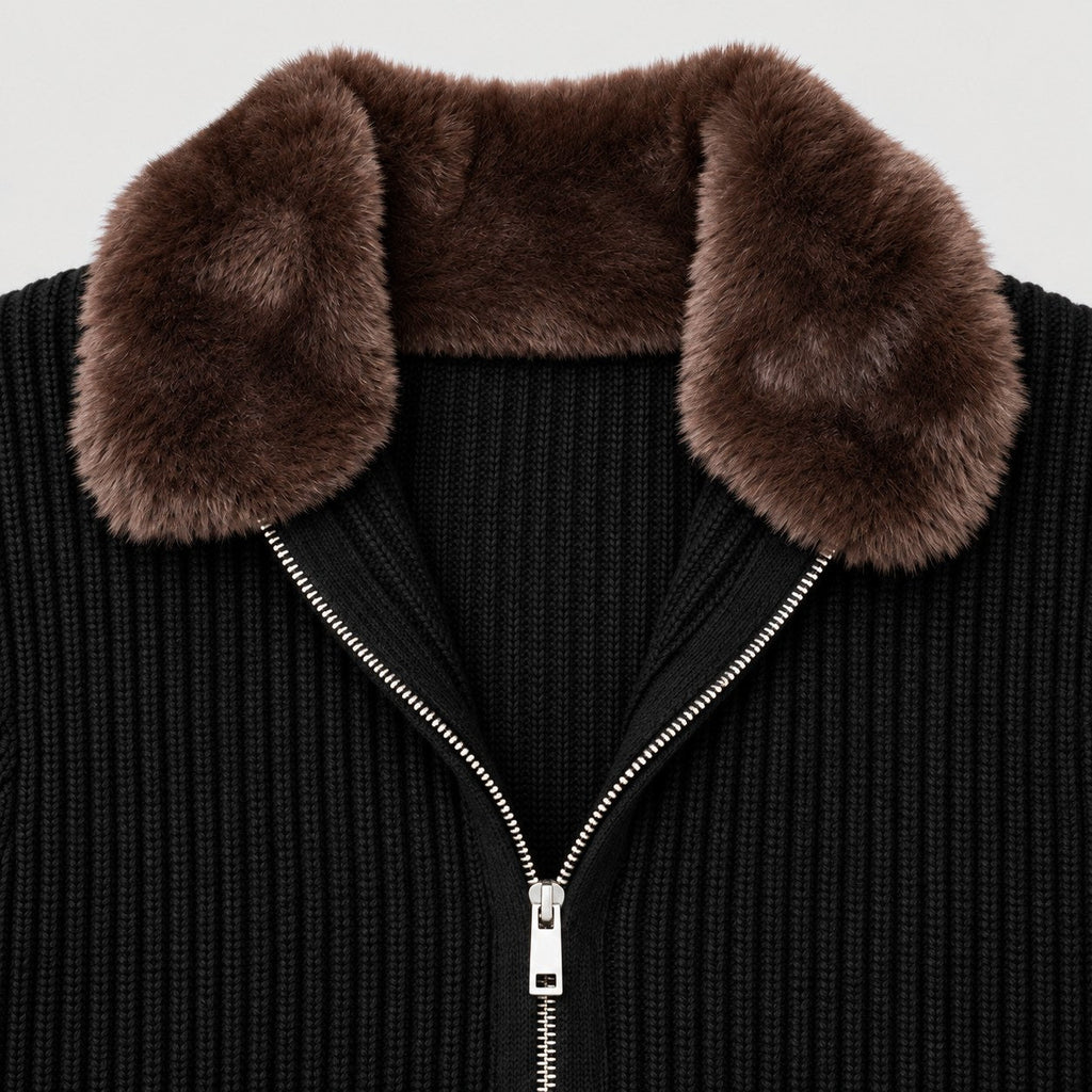 Men's zip cardigan in Black | Trotton – detail view