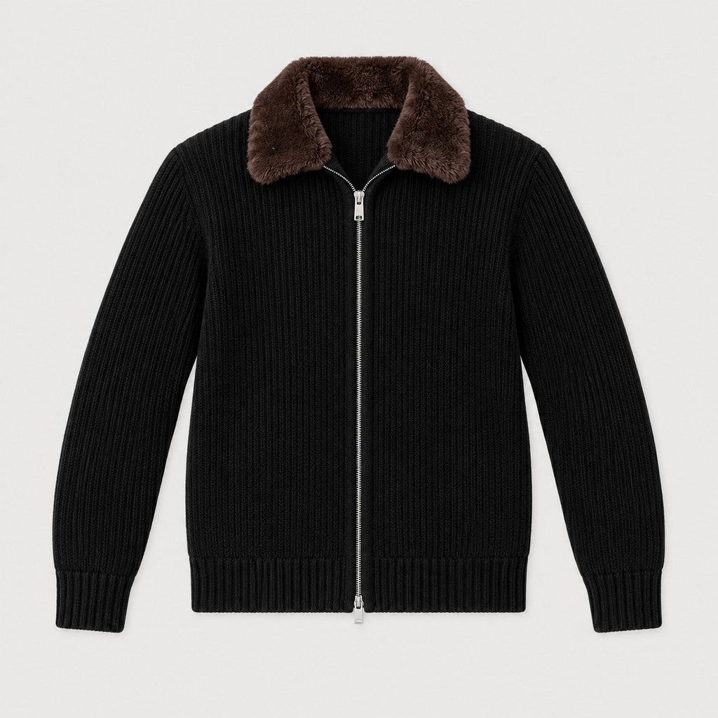 Men's zip cardigan in Black | Trotton – front view