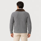 Men's zip cardigan in Grey | Trotton – back view
