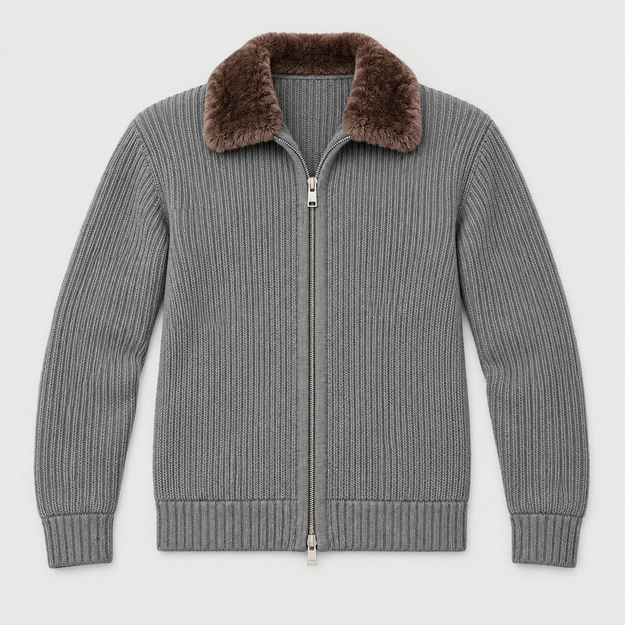 Men's zip cardigan in Grey | Trotton – front view
