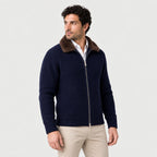 Men's zip cardigan in Navy | Trotton – side view