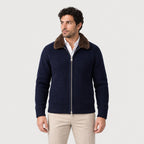 Men's zip cardigan in Navy | Trotton – front view