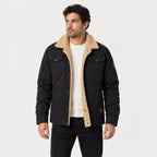 Men's Fleece-Lined Snap Jacket in Black | Stow – front view