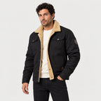 Men's Fleece-Lined Snap Jacket in Black | Stow – side view