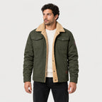 Men's Fleece-Lined Snap Jacket in Green | Stow – front view