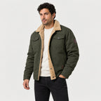Men's Fleece-Lined Snap Jacket in Green | Stow – side view