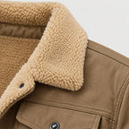 Men's Fleece-Lined Snap Jacket in Khaki | Stow – detail view