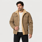 Men's Fleece-Lined Snap Jacket in Khaki | Stow – front view