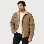 Men's Fleece-Lined Snap Jacket in Khaki | Stow – side view