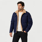 Men's Fleece-Lined Snap Jacket in Navy | Stow – side view