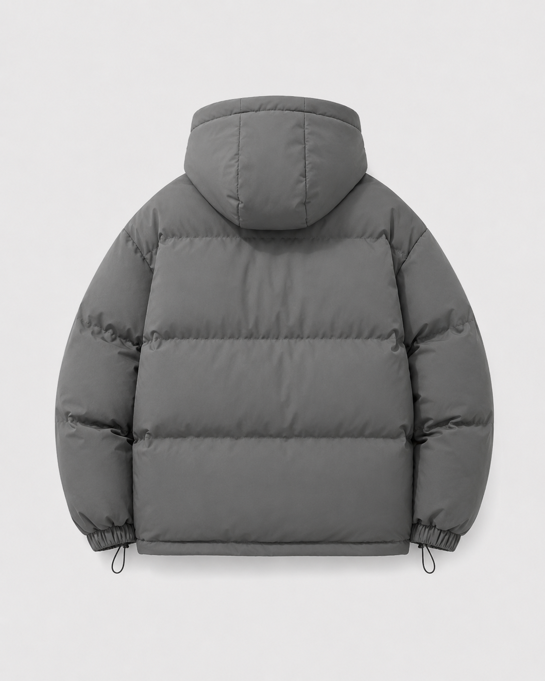 Men's hooded puffer jacket with drawstring hem