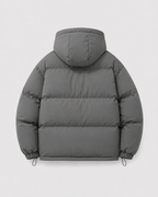 Men's hooded puffer jacket with drawstring hem