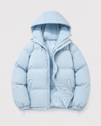 Men's hooded puffer jacket with drawstring hem