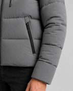 Men's hooded winter puffer jacket with zip pockets