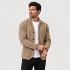 Men's knit blazer cardigan in Beige | Morpeth – side view