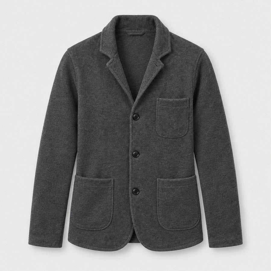 Men's knit blazer cardigan in Black | Morpeth – front view