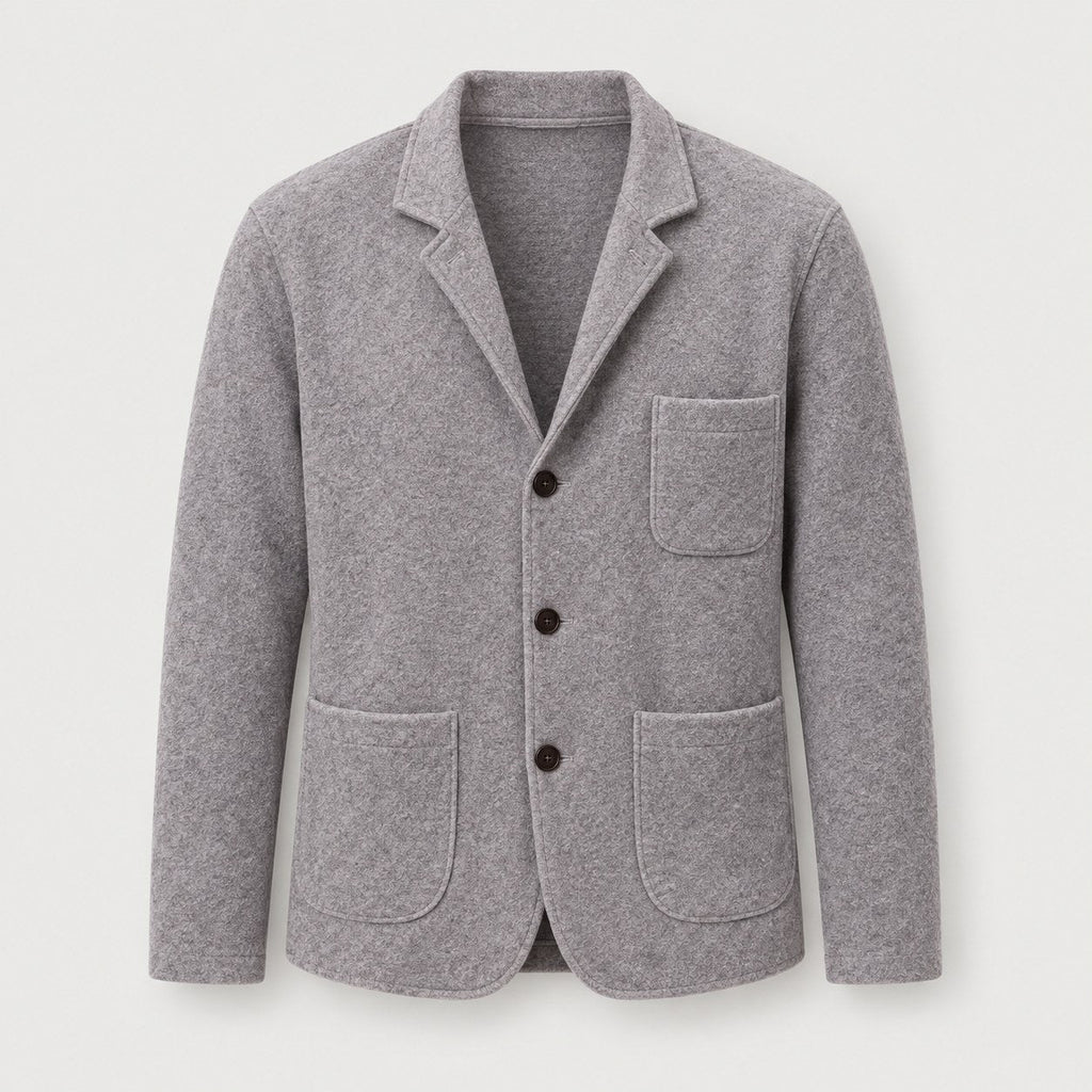 Men's knit blazer cardigan in Grey | Morpeth – front view