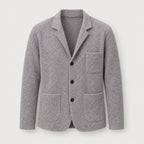 Men's knit blazer cardigan in Grey | Morpeth – front view