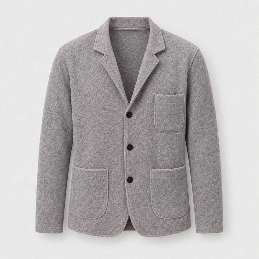 Men's knit blazer cardigan in Grey | Morpeth – front view