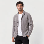 Men's knit blazer cardigan in Grey | Morpeth – side view