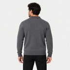 Men's knitted polo jumper in Dark Grey | Brecon – back view