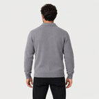 Men's knitted polo jumper in Light Grey | Brecon – back view