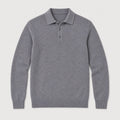 Men's knitted polo jumper in Light Grey | Brecon – front view
