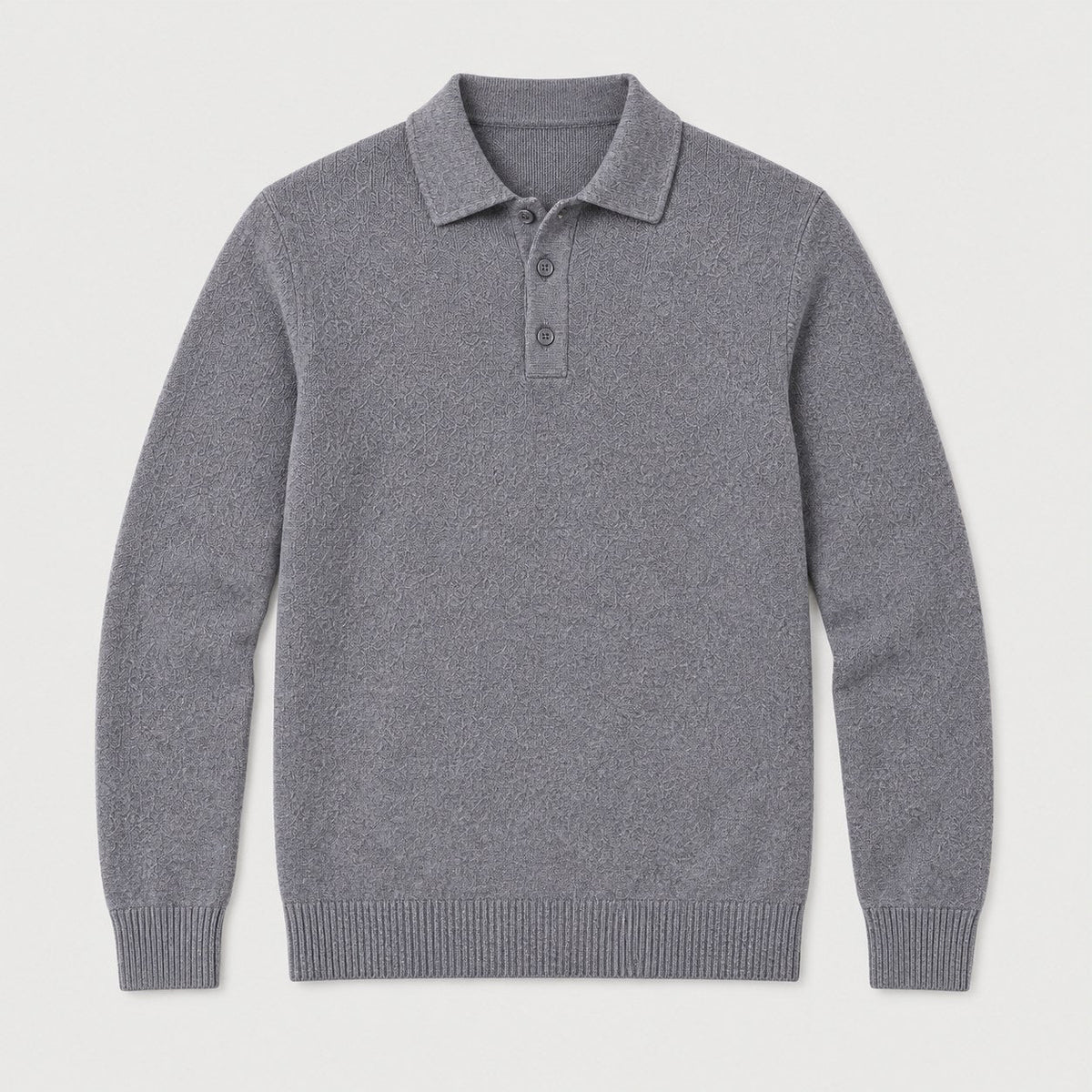 Men's knitted polo jumper in Light Grey | Brecon – front view