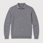 Men's knitted polo jumper in Light Grey | Brecon – front view