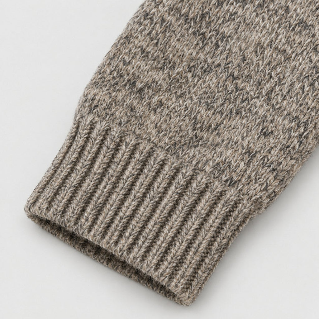 Men's marled crew neck jumper in Brown | Wiveton – detail view