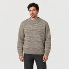 Men's marled crew neck jumper in Brown | Wiveton – front view