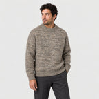 Men's marled crew neck jumper in Brown | Wiveton – side view
