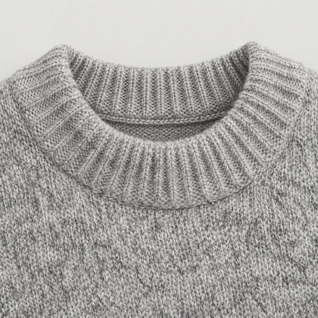 Men's marled crew neck jumper in Grey | Wiveton – detail view