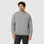 Men's marled crew neck jumper in Grey | Wiveton – front view