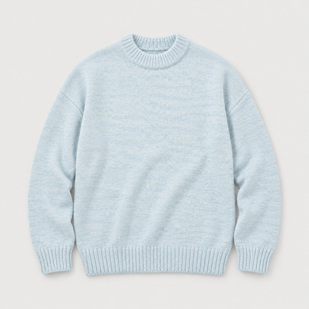 Men's marled crew neck jumper in Light Blue | Wiveton – front view