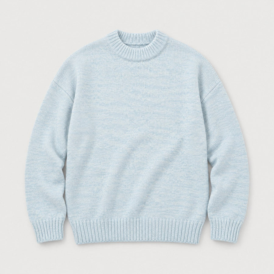 Men's marled crew neck jumper in Light Blue | Wiveton – front view