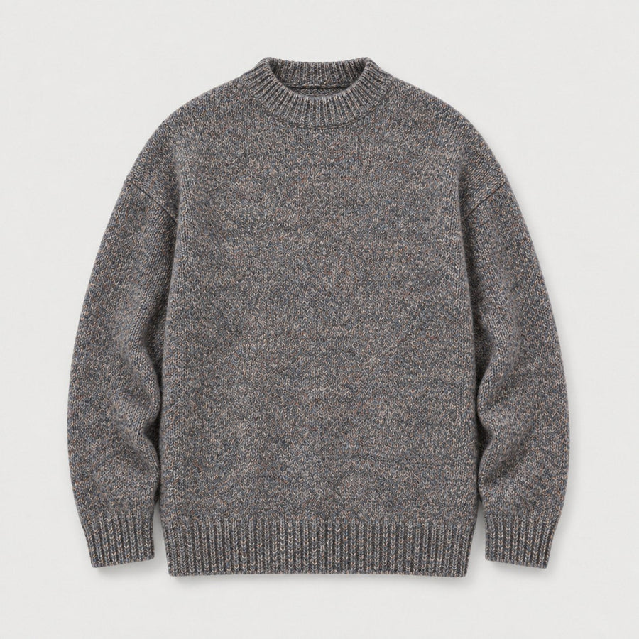 Men's marled crew neck jumper in Charcoal | Wiveton – front view