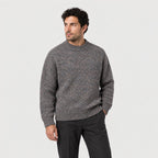 Men's marled crew neck jumper in Charcoal | Wiveton – side view