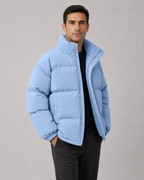 Men's oversized puffer jacket with stand collar